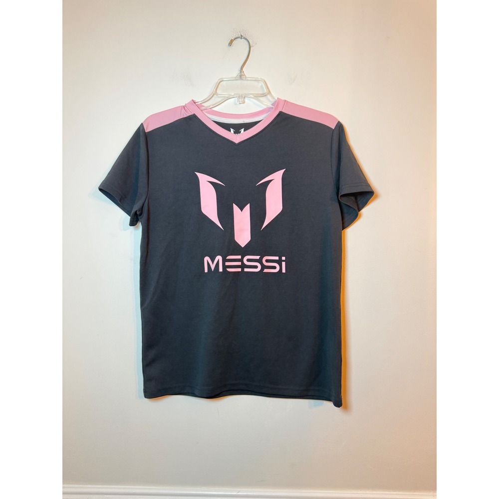 Messi Collection Soccer Jersey Kids Size L 14/16 Grey Pink Number 10 Shirt